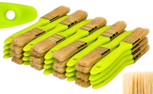 ToolSpace Set med 36 platta borstar – 25 mm – platt pensel för målning – ergonomiskt plasthandtag – naturborst med syntetisk borstblandning – täta borst – för alla typer av färger