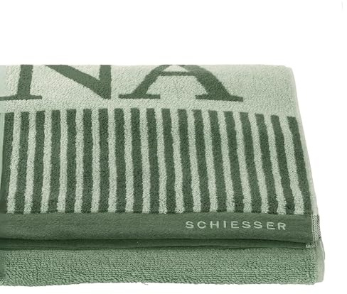 Schiesser Saunatuch | 100% Baumwolle | Zweifarbig | 75x200 cm | weich & saugstark | Rückseite in Kontrastoptik | Logostickerei am Saum | OEKO-TEX® MADE IN GREEN