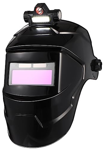ULTECHNOVO Casque de Soudage Cagoule Noire Respirante à Assombrissement Automatique en PP Léger Grosse Visière, Réglage par Molette pour Meulage et Découpe pour Soudeur Professionnel