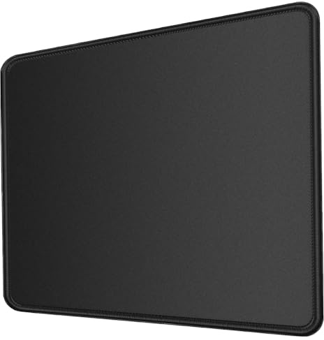 YUANCOX Pure Black Mouse Mat 350x300x3mm Thick Anti-slip(Black-350x300x3mm) | Thick anti slip rubber base, precision locking edge