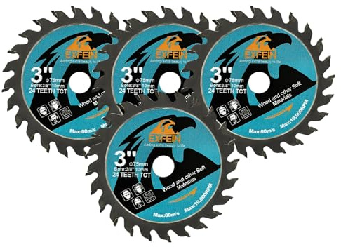 Disque à tronçonner pour bois EXFEIN 75 mm - Lame de scie circulaire compacte à dents en carbure 24T TCT, à usage général pour le cuttting dans le bois, le plastique et les matériaux composites