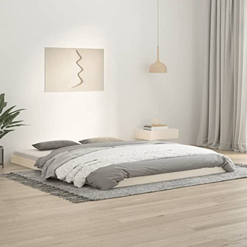 Sufrk Massivholzbett Weiß 160x200 cm Bettgestell Holzbett Bed Frame Massivholzbett Bett Holz Bettrahmen Kiefer