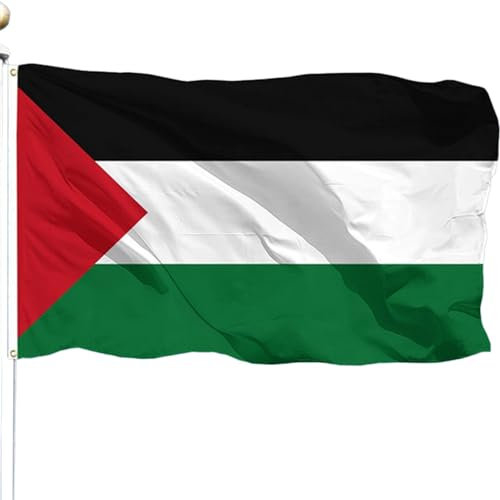 Banderas de campo, bandera de Palestina 3x5ft Doble impresión grande Palestina Bandera palestina con gruesas gruesas banderas de jardín resistentes a los poliéster para eventos patrióticos, desfiles,
