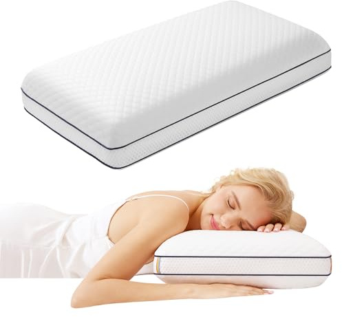 Minnesskumkudde, coola gelkuddar för nack- och axelsmärta, 60 x 40 x 12 cm | Nackkudde, ergonomisk kudde för de som sover på sidan, nackstödskudde med avtagbart tvättbart överdrag