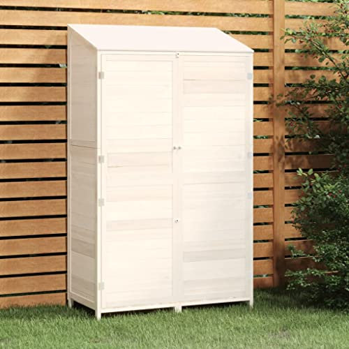 Furniture Select-Cobertizo de jardín blanco 102 x 52 x 174,5 cm de madera maciza de abeto