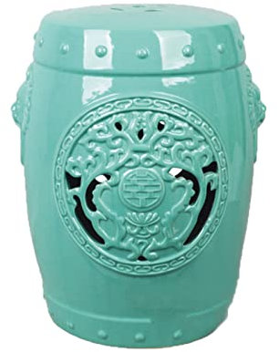 Tabouret à tambour en céramique, tabouret de coiffeuse, pilier rond chinois, chaise en céramique, tabouret de pavillon de jardin, décoration de la maison. (Couleur : Orange) (Bleu clair, taille u