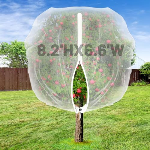 Easy Installation Fruit Tree Netting with Zipper & Drawstring - 8.2x6.6ft Ultra Fine Mesh Garden Protection Screen to Protect Pear Peach Apple from Bird Insect Bug Cicada Deer Squirrel