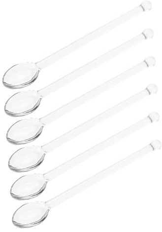 YOSADIER Set Da 6 Cucchiaini in Vetro Trasparente Per Mescolare Cocktail, Tè Ed Espresso, Cucchiaini Da Dessert Multiuso Per Casa, Bar e Feste