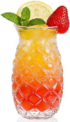NUOBESTY Verres à eau modernes avec motif ananas fantaisie pour cocktails, bar pour pina colada, anniversaire, mariage