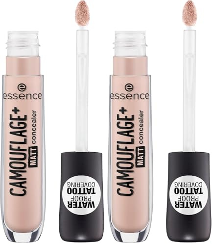 essence CAMOUFLAGE+ MATT concealer, Nr. 10, Nude, mattierend, matt, vegan, ölfrei, wasserfest, ohne Alkohol, 2er Pack (5ml)