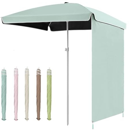 RTVGNSZSJL Parasol De Plage Extérieur Manuelle Portable avec Rideau D'ombrage Protection UV(Blue,200cm/6.5ft)
