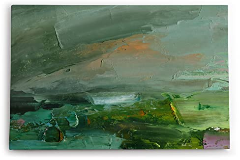 Paul Sinus Wandbilder Deko Kunstdruck 90x60cm Grüne Farben Abstrakt Kunstvoll Spachtelstruktur Modern