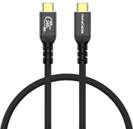 Alvin's Cables - Cable USB 4 de 2 pies, cable USB-C a USB-C con transferencia de datos a 40 Gbps, carga rápida PD 240 W, pantalla 8 K@60 Hz, compatible con Thunderbolt 4/3,USB 3.0, para Macbook