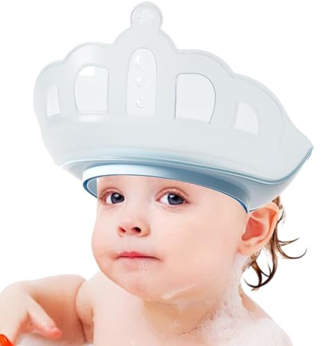 Gorro de baño para - Gorro de ducha para baño y champú,Accesorios de protección ajustables en forma de corona para ojos y orejas para niñas y niños