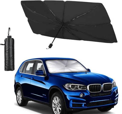 Parasole Auto per Parabrezza 140x80cm, Ombrello Parasole Pieghevole per Parabrezza Interni Macchina, Protezione UV & Isolamento Termico, Facile da Riporre, Adatto alla Maggior Parte di Auto e SUV