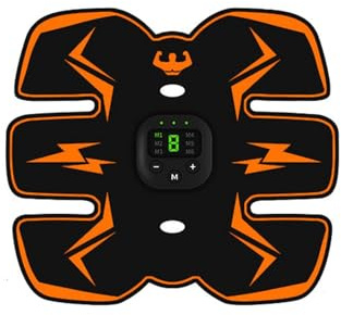 EMS Muscle Stimulator,ABS Trainer Muscle Stimulator, Abdominal Toning Belt, Portable Fitness Trainer, for Arm and Leg, No Need Gel Pads, USB Rechargeable (Yellow)