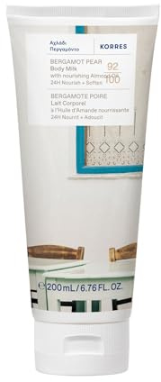 KORRES BERGAMOT PEAR Bodymilk mit pflegendem Mandelöl, pflegende Hautcreme mit süßem Birnen Duft, für 24h Pflege+Geschmeidigkeit, vegan, silikon- und parabenfrei, 200 ml | pflegende Hautcreme mit süßem Birnen-Duft, für 24h Pflege+Geschmeidigkeit, silikon- und parabenfrei