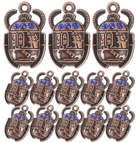 ARTSEWPLY 30 Stück Ägyptische Skarabäus Anhänger für Halsketten und Armbänder aus Legierung mit Blauem Kristall Elegantes Design für Vielseitige Schmuckherstellung