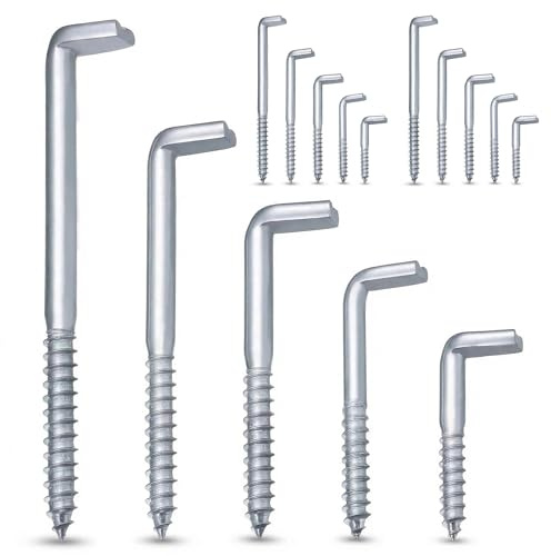 SHIQUAN 15 Stück L-Haken Schraubhaken mit Kreutzschlitz, 40/65/80/100/150mm | Kohlenstoffstahlmaterial, Drei Durchmesser, Einfache Installation, Hohe Härte, für Haus Büro