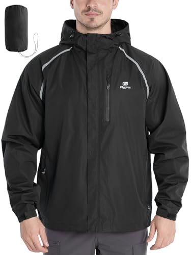 Flyplus Veste de pluie imperméable et pliable pour homme avec pochette de transport