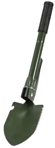 KIMISS Survival Folding Shovel with Storage Bag - Outdoor Foldable Multifunctional Carbon Steel Camping Spade with Tactical Entrenching Tool (black)