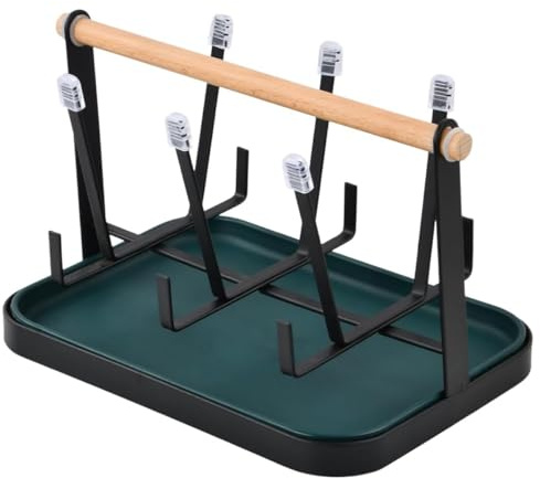 QiMan Abtropfgestell Flaschen, Abtropfgestell für Universal Flaschen Aller Art, Flaschen Abtropfständer aus Edelstahl mit Silikon-Abtropfmatte, Abtropfgestell Flaschenhalter Küche, Stabil (Schwarz)