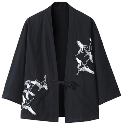 Veste kimono légère pour homme traditionnelle Happi Kimono Japon Haori Veste Coton Lin Chemise Manches Longues Ninja Été Cardigan Veste Chemise Chinois Vêtements Veste de transition