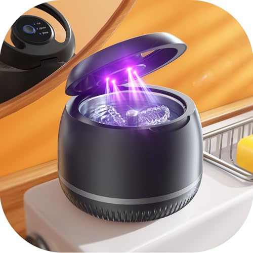 Beser Ultrasonic Retainer Cleaner, 2X Clean, Dental Ultrasonic Tooth Cleaner Machine Pod for Aligner, Nightguard, Mouth Guard, Denture Cleaner Baths, Jewelry, IPX6, 200ML (Black)