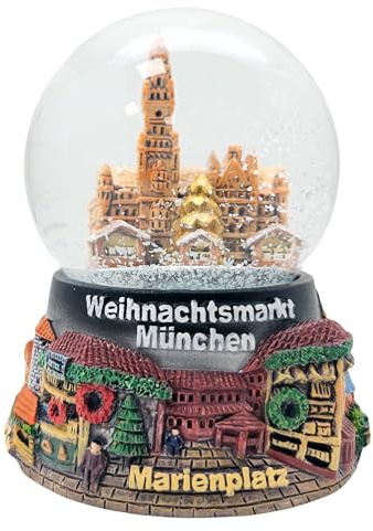 Souvenir Schneekugel Weihnachtsmarkt München Bayern Reiseandenken Deutschland Mitbringsel Schüttelkugel |30074