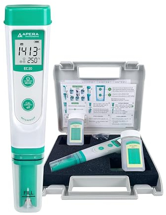 Apera Instruments EC20 EC-Messgerät | Leitfähigkeitsmessgerät im Taschenformat (1% Genauigkeit, BPB Sensor, Temperaturanzeige, komplettes Set)