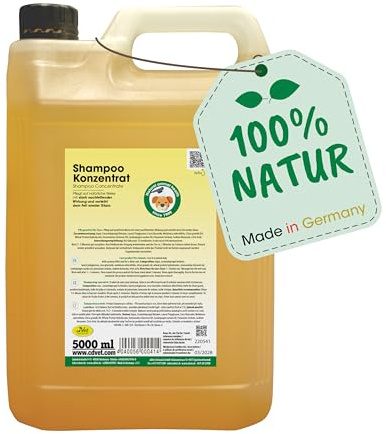 cdVet Naturprodukte Shampoo Konzentrat 5 Liter - Hund, Pferd - Pflegeshampoo - empfindliche Haut - pflegt + reinigt das Fell - beugt Schuppenbildung vor - verleiht dem Fell Glanz - nachfettend -