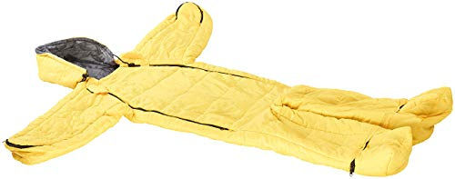 Semptec Urban Survival Technology Schlafsack Overall: Kinder-Schlafsack mit Armen und Beinen, Größe M, 160cm, gelb (Kinderschlafsack mit Armen, Hüttenschlafsack)