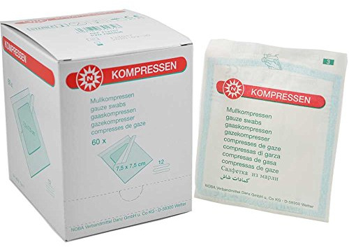 60x Noba Mullkompresse steril, Kompresse Verbandmull Mullauflage, 12-fach, 10x20cm
