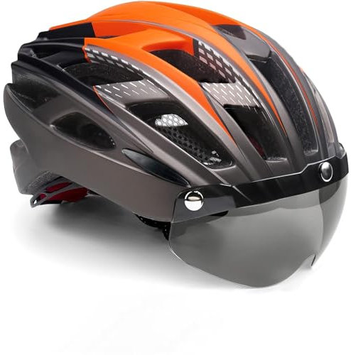 KINGLEAD Fahrradhelm Herren，Fahrradhelm Damen mit Licht MTB mit Magnetischem Visier,Helm Fahrrad Verstellbarer Leichter Rennrad Helm