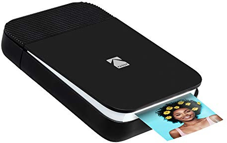 KODAK Smile Stampante Digitale Istantanea, Mini Stampante Bluetooth Pop-Open per iOS e Android, Modifica, Stampa e Condivisione Foto ZINK 2x3 con App Smile, Nero/Bianco