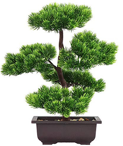 Aisamco Artificial Bonsai Tree 33cm Japanese Pine Fake Plant Potted Decor for Home, Desktop Display - Artificial House Plants Decoration