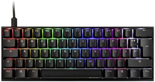 Ducky Mecha Mini Gaming Tastatur inklusive RGB-Beleuchtung mit MX Speed Silver Switches, 60% Größe, Metallgehäuse, deutsches Tastenlayout (ISO)