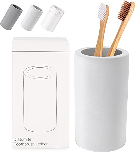 Diatomite Toothbrush Holder, BOJDOPIE Water Absorption Quick Drying Bathroom Countertop Organizer, Stand Cup for Toothpaste Makeup Brushes Razors