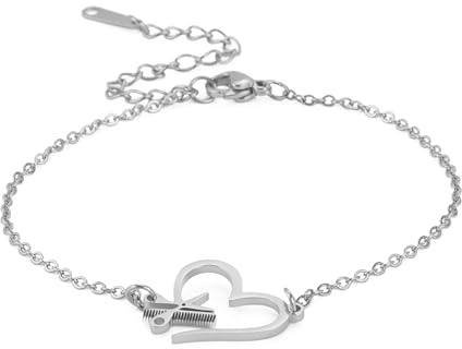 EUEAVAN Scheren- und Kamm-Charm-Armband, verstellbares Armband, Friseur, Schmuck, Liebe, Herz, Gliederarmbänder