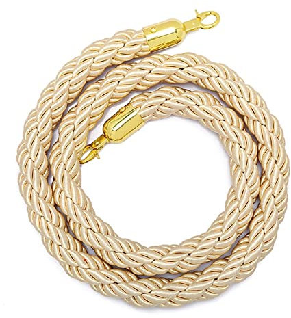 BIBOYA Absperrpfosten 5 Fuß Outdoor-Absperrseil mit Goldhaken, Verdrehte Hanf-Massenkontroll-Rungenseile, Dekoratives Seil Zur Massenkontrolle für Ausstellungsclubs
