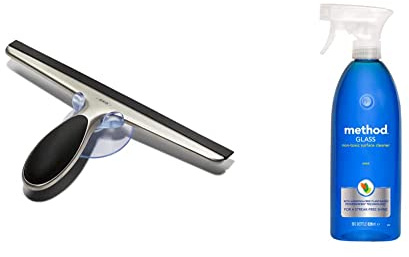 OXO Good Grips Stainless Steel Squeegee & Method Glass Cleaner Spray, Mint, 828 ml (Pack of 1)
