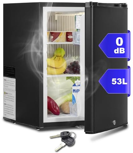 SMETA campingkylskåp 12V 230V, husvagnskylskåp 53L, 12v kylskåp, ACDC-kylskåp 12V 230V, absorberkylskåp med lås för camping, bil, lastbil, kontor, sovsal, tyst, svart