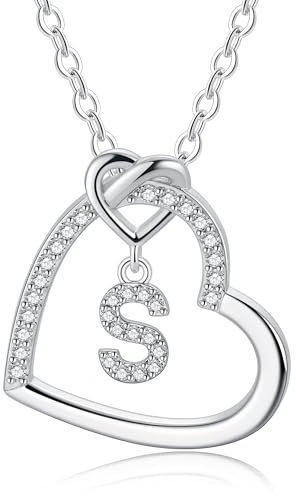 TINGN Kette Damen Gold Silber- Gold Kette Damen Herz Halskette Buchstaben A-Z Ketten Geschenke für Frauen Mädchen Geschenk Personalisierte Geschenke für Kinder Halskette Mädchen Schmuck Geschenk