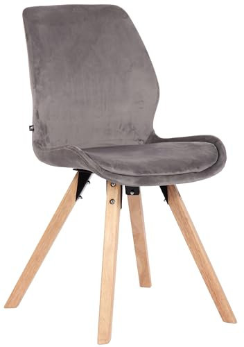 CLP Esszimmerstuhl gepolstert Luna, Moderner Küchenstuhl mit Rückenlehne, bis 136 kg belastbar, geeignet für Küche und Wohnzimmer, Farbe:grau, Material:Samt