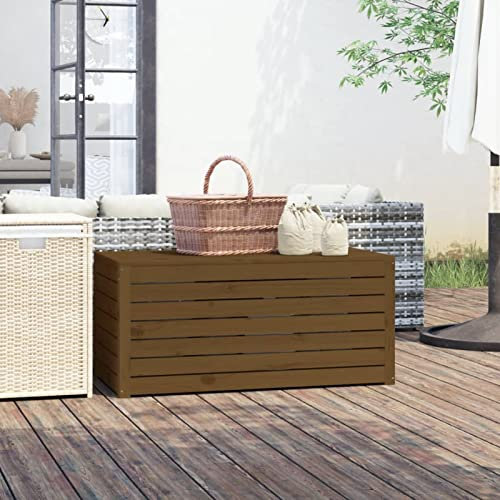 Festnight gartentruhe Holz Auflagenbox Garten Aufbewahrungsbox Gartenbox Kissenbox Kissentruhe Garten Terrasse Massivholz Kiefer-Honigbraun-101 x 50.5 x 46.5 cm