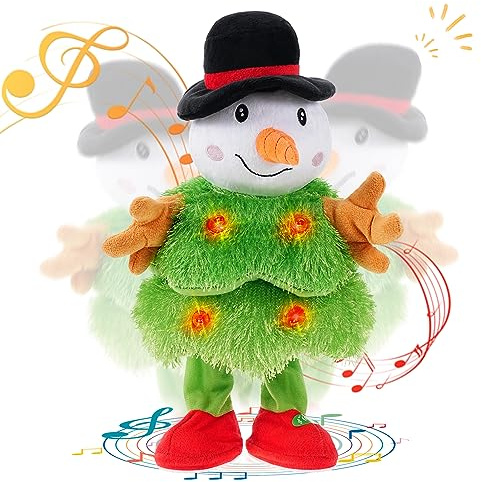Aceshop Weihnachtsbaum Kuscheltiere Plüsch, 15 Zoll Weihnachtsbaum Singender Tanzender Plüschtiere mit Musik und Licht Aufnahme Tanzender Weihnachtsbaum Weihnachtsdekoration Geschenk (B)