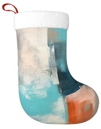 cfpolar Weihnachtsstrümpfe, hellorange und blau, 45 cm, Weihnachtsbaum-Hängestrumpf, Weihnachtsdekoration, Ornamente, Strümpfe, klassischer Geschenkhalter für Famliy Home Party Urlaub Jahreszeit Dekor