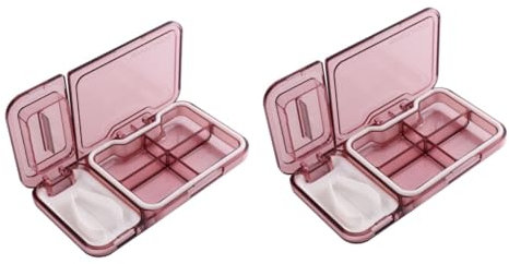 SOLUSTRE 2stücke Splitter Storage Medikamentenorganizer Mit Cutter Und Fächern Tragbarer Pillenschneider Für Kleine Pillen Und Leicht Für Unterwegs