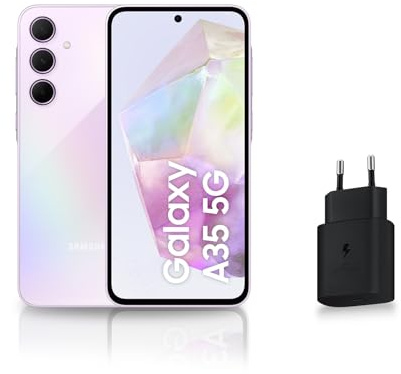 Samsung Galaxy A35 5G, Smartphone Android, 128 Go, Chargeur Secteur Rapide 25W Inclus [Exclusivité Amazon], Smartphone déverrouillé, Lilas, Version FR