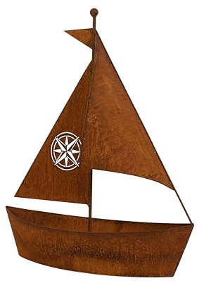 Bornhöft Planteringsbåt, trädgårdsdekoration, trädgårdsdekoration, 46 cm x 40 cm, rost, trädgårdsdekoration, damm, fiske, maritim dekoration (46 cm)